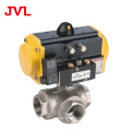Gas , liquid 4 inch flange pneumatic three-way ball valve